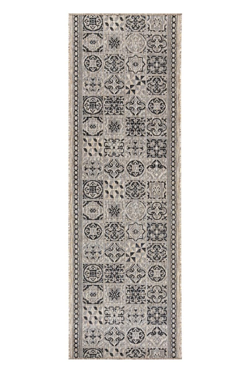 Mazovia In-& Outdoor Läufer Balkon 100x500cm Creme Patchwork Wetterfest | In-& Outdoor Teppichläufer für Flur Küche Terrasse Garten Beige Pflegeleicht UV-Beständig Wasserabweisend Verkauf pro Meter