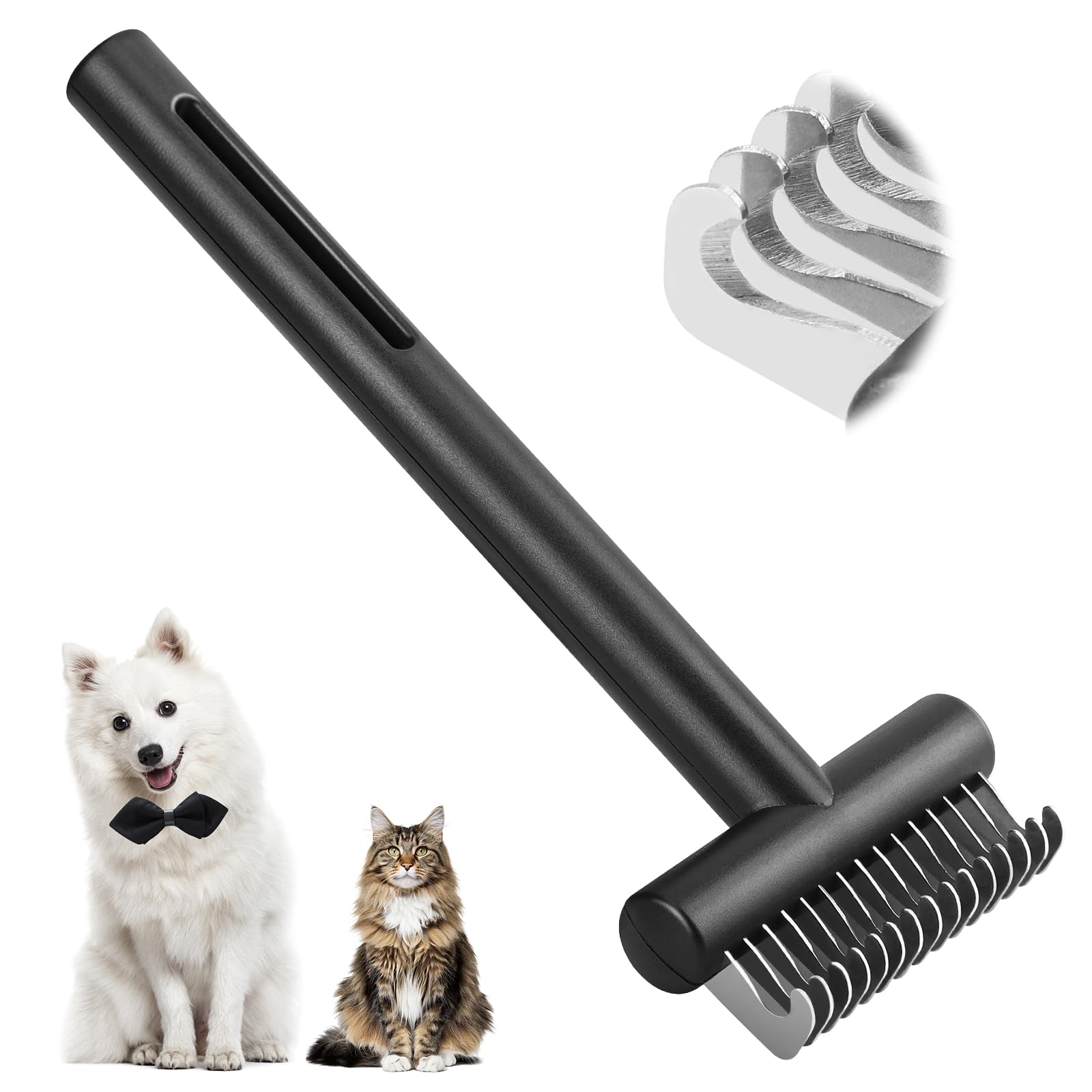 Euqvunn Dematting Comb for Cats, Dog Grooming Brush Effortlessly Untangles and Cuts Through Mats, Deshedding Brush for Dogs and Long-Haired Cats, Dogs, Rabbits, and Small Pets