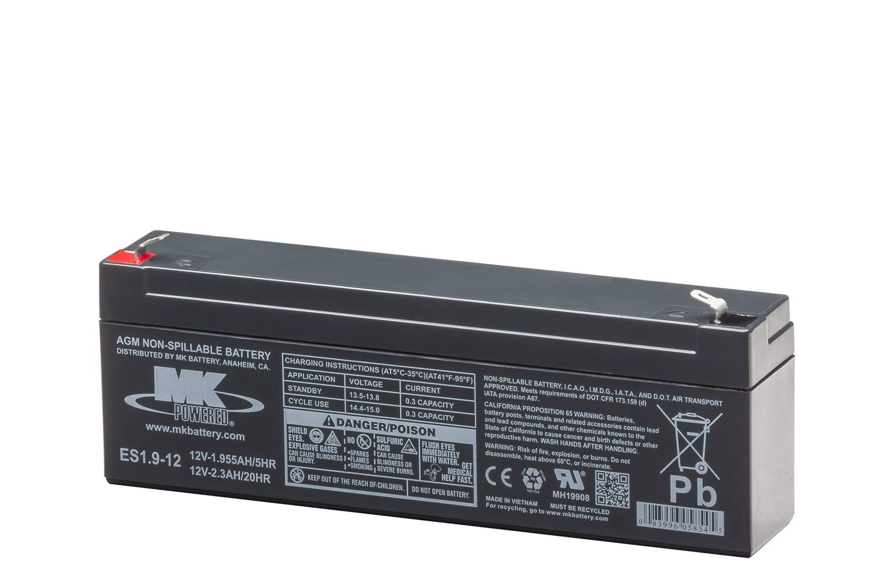 MK Battery ES1.9-12 Maintenance-Free Rechargeable Sealed Lead-Acid Battery