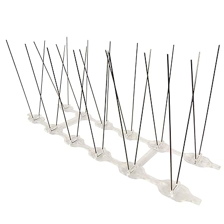 Bird Spikes Polycarbonate Base and 304 Stainless Steel Wire - Pack of 50 with Installation Kit - 1 Nos Silicone Gun + 2 Nos Adhesive Silicone