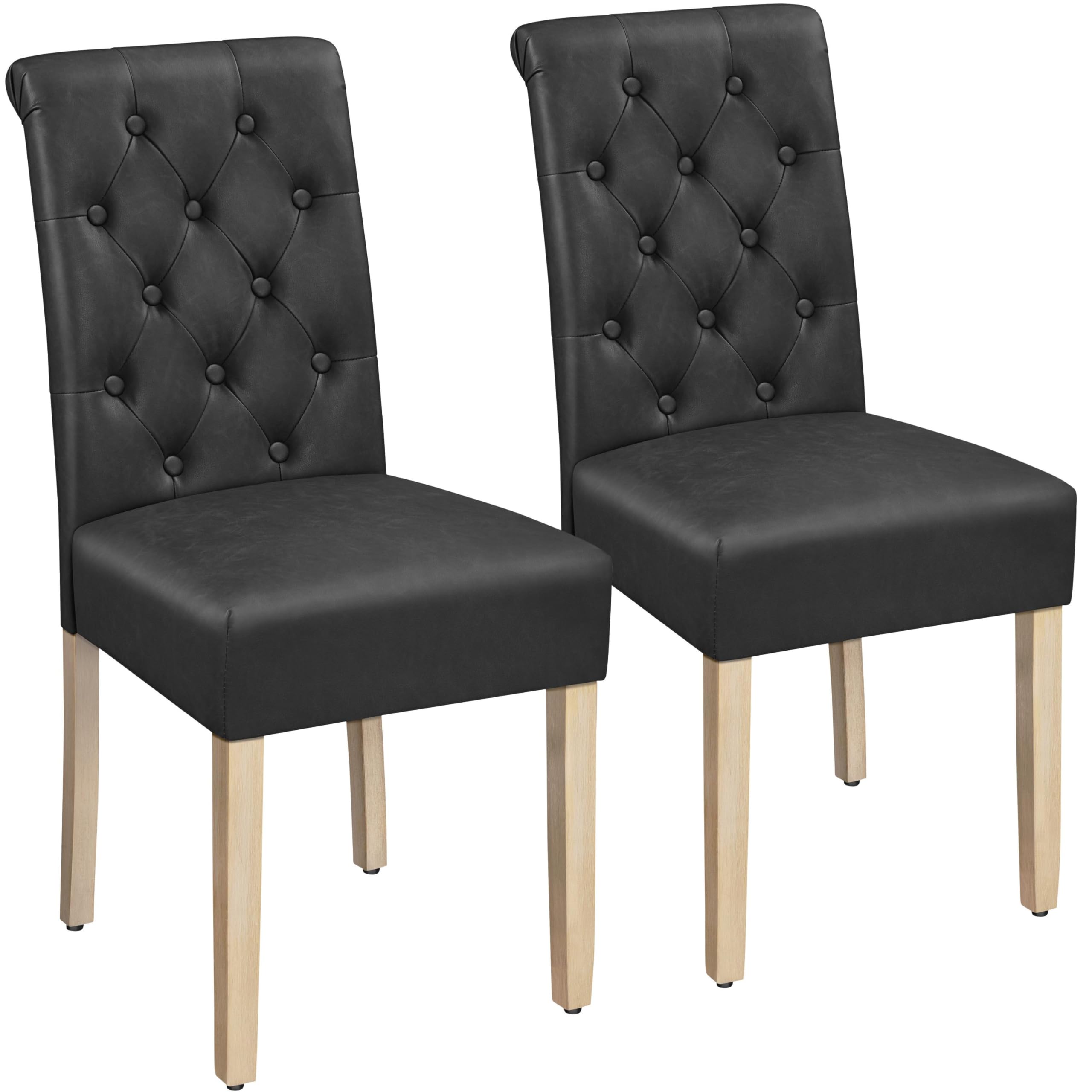 Yaheetech Juego de 2 Sillas de Comedor Silla Acolchada con Respaldo Alto Patas de Madera Silla Tela para Comedor Cocina Negra — view 17
