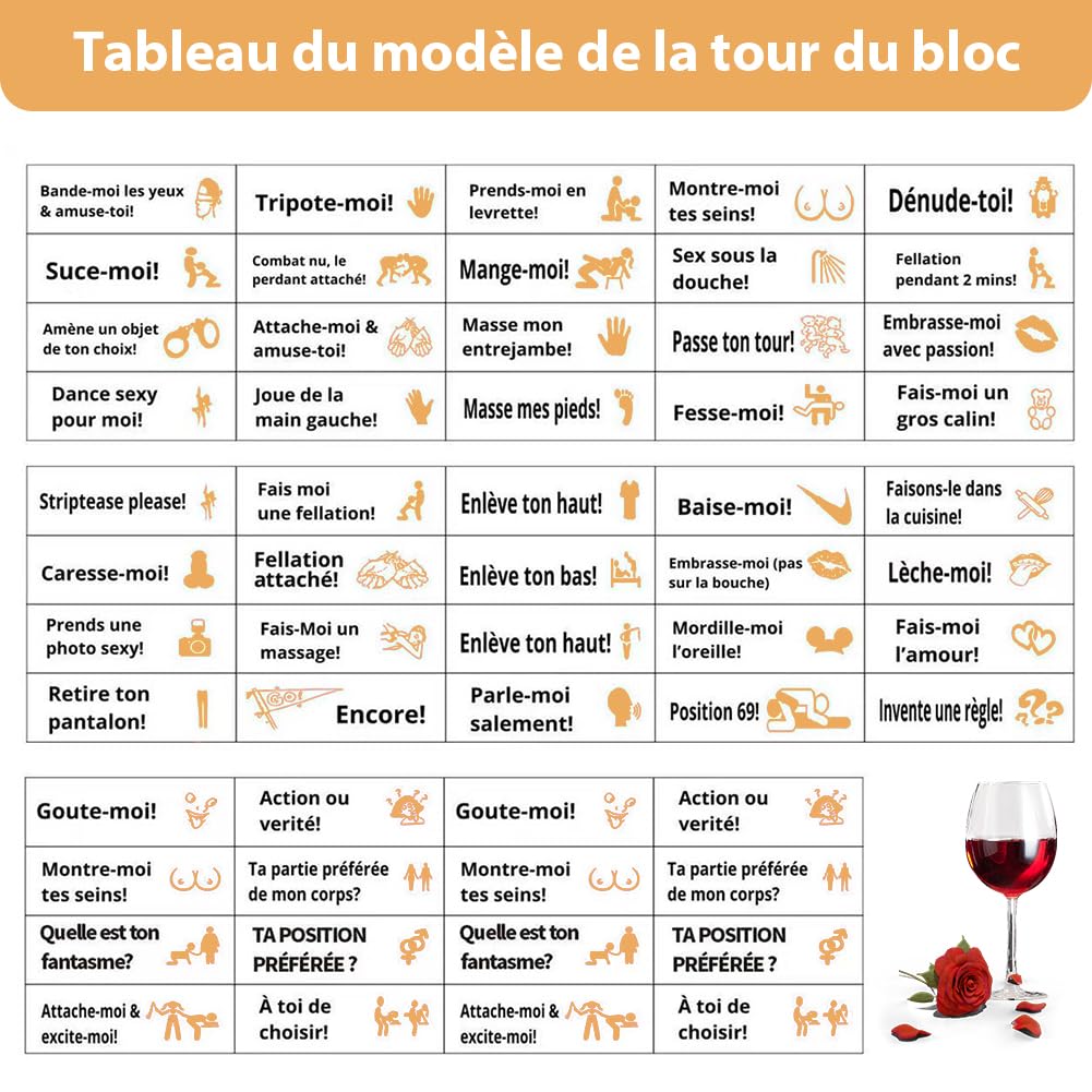 DASIAUTOEM Jeu de Tour de Blocs Coquins 48 Pièces, Lust Tower pour Couples, Jeu Coquin de Tour Infernale pour Adultes, Blocs Empilables en Bois, Cadeaux de Rencontre pour Couples Adultes