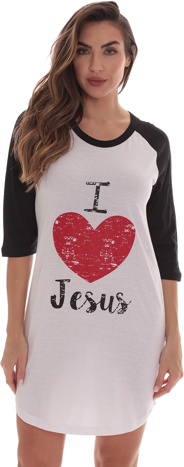 Just Love 100% Cotton Sleep Dress for Women Baseball Sleeve Nightshirt