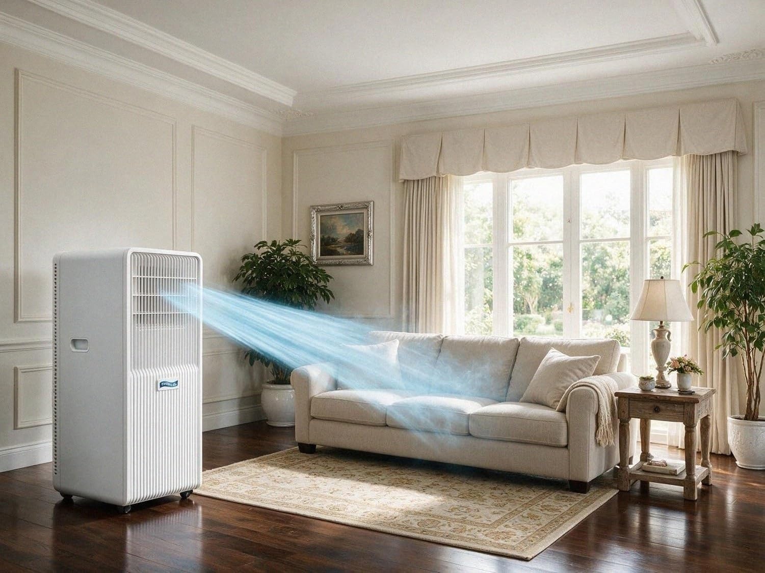 Aire Acondicionado Portátil 7000 BTU, 3-en-1 Frío, Deshumidificador y Ventilador, Enfriador de Aire Silencioso para Habitaciones hasta 20m², White, 14000BTU
