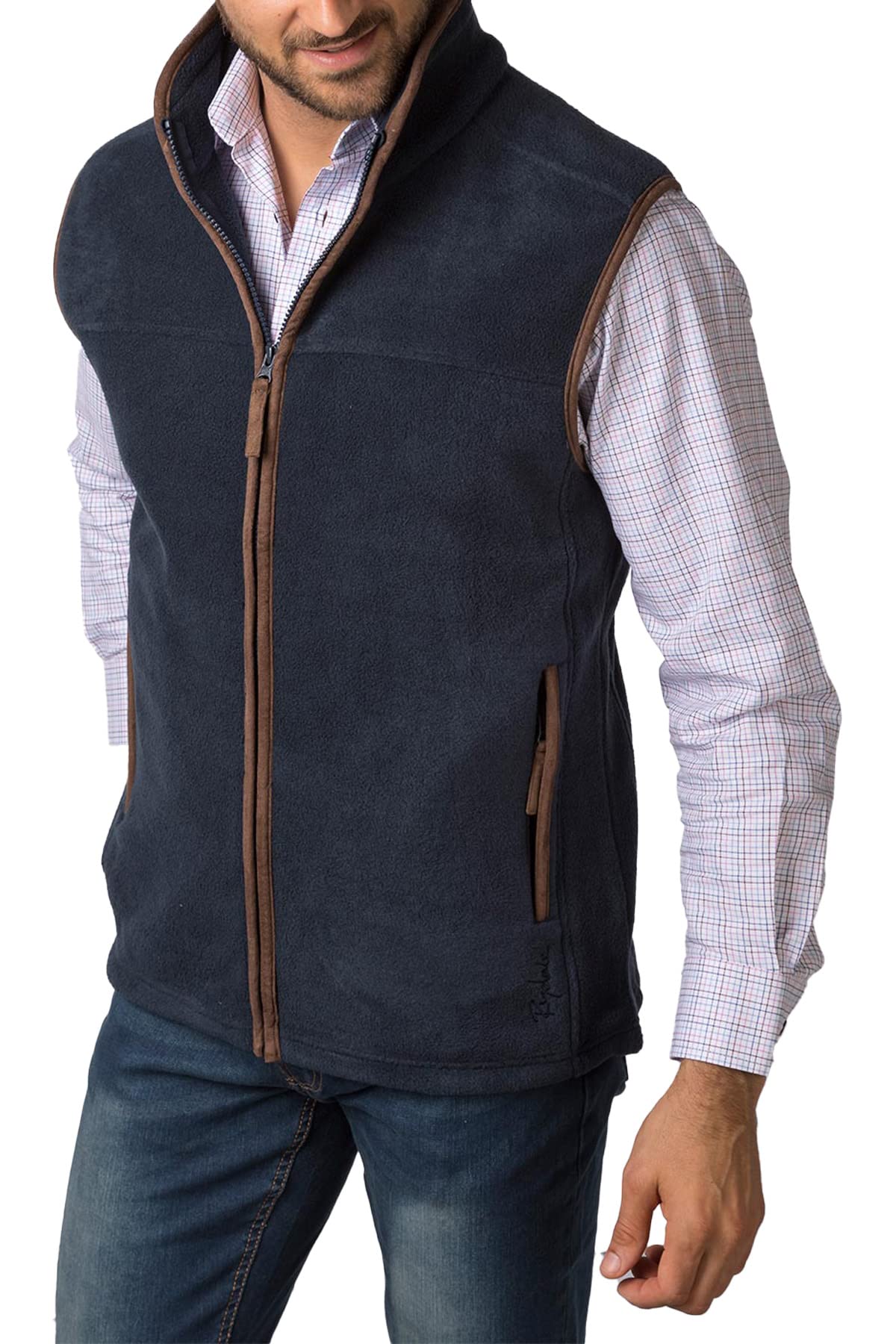 Rydale Men's Huggate Fleece Waistcoat Mens Gilet Bodywarmer Sleeveless Jacket Fleece Gilets (M, Ink)