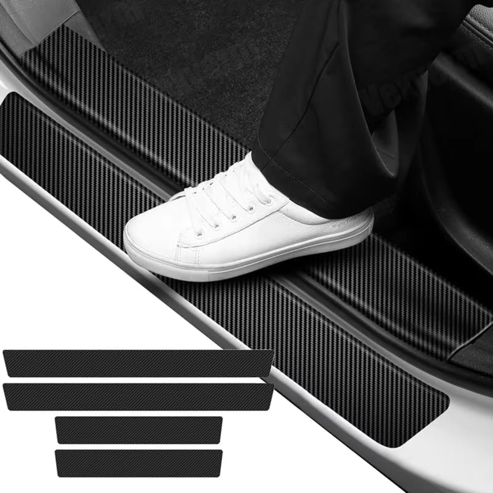 ENHOHTFHF For Benz EQA EQB EQC 250 250+ 300 350 350 400 4MATIC Car Door Sill Protector,4Pcs Carbon Fibre Effect Door Entry Guard,Waterproof Car Threshold Protector