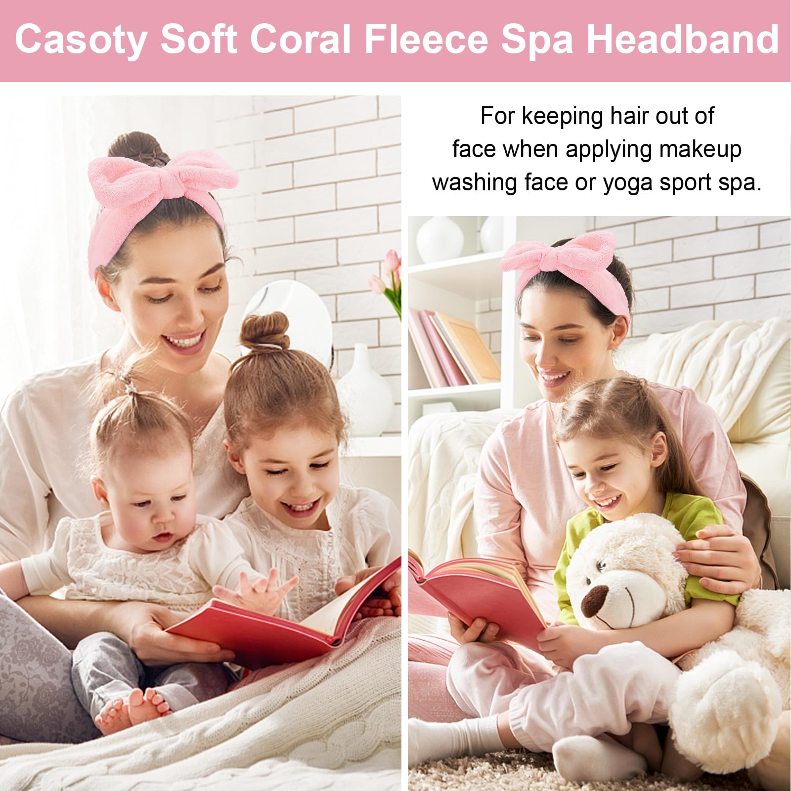 Casoty 12 fasce per capelli da spa, da donna, in morbido pile di corallo, per trucco, lavaggio viso, doccia, cura della pelle, yoga