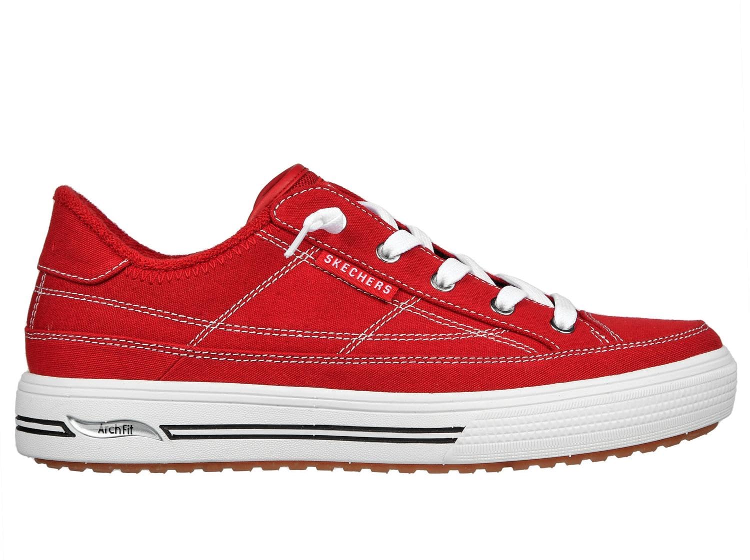 Skechers Zapatillas Arch Fit Arcade-Arcata para Mujer, Rojo Excursión Color sólido Getaway Solids, 40 EU Ancho
