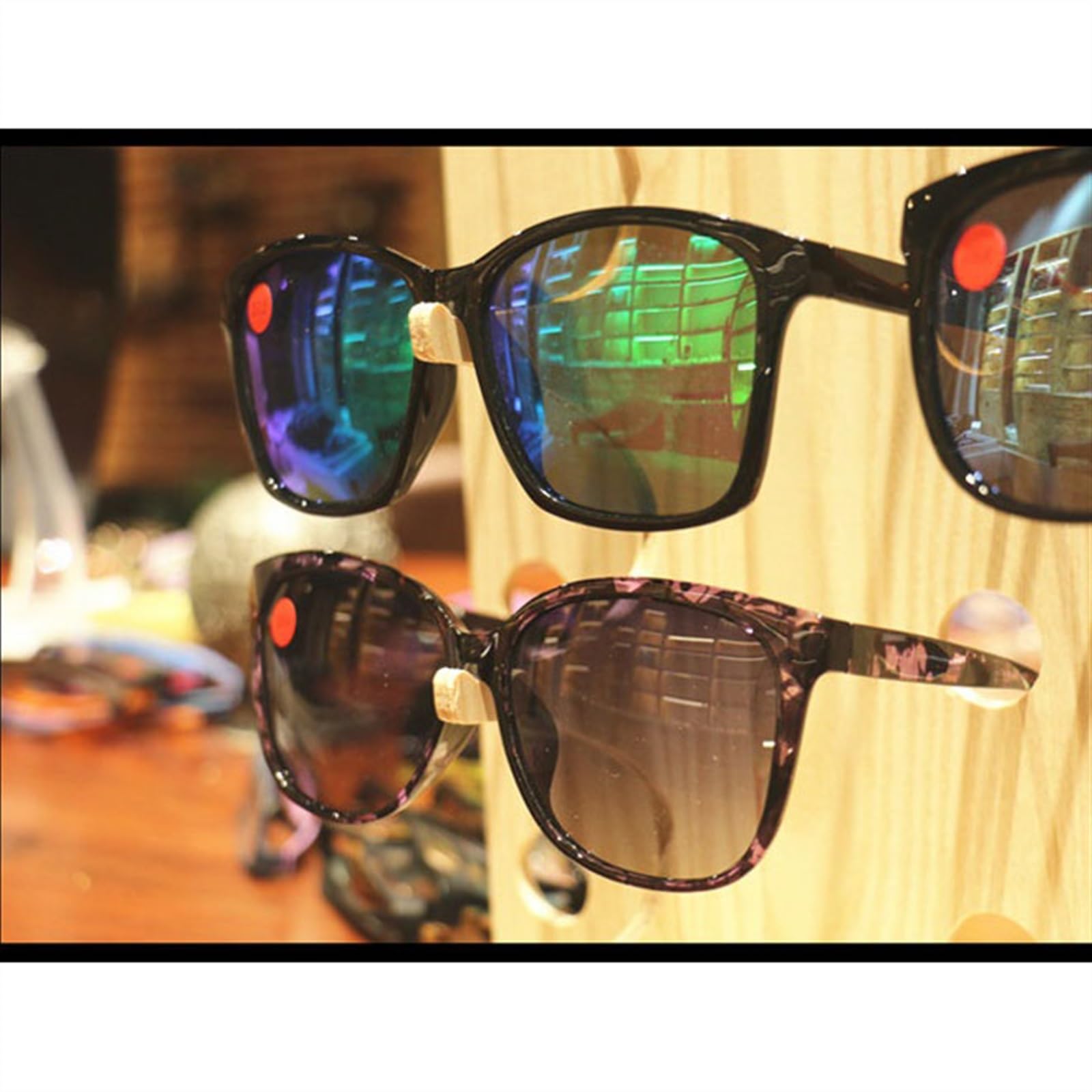 Brillenhalte Sonnenbrillen-Ausstellungsstand, Holzmaserung, Myopie, Brillen-Display, Requisiten, Ausstellung, tragbarer Augenregal-Ausstellungsstand Brillenständer ( Size : 10 eyeglass positions )