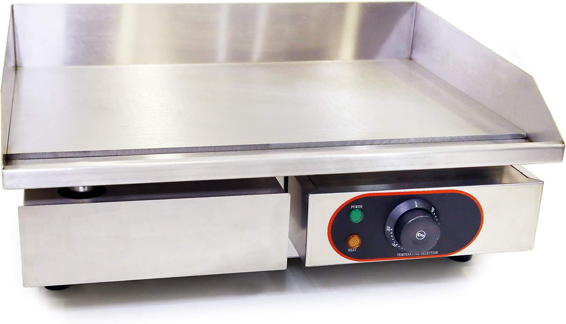 vinod industries Strong and Durable Stainless Steel Commercial Non-Stick Plate Food Grade Flat Plate Countertop Electric Induction Griddle with Deep Fryer (550x430x240 mm; Silver)