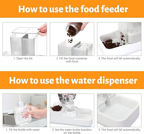 Miniatura 5 de Yummy Sam Alimentador automático para mascotas pequeñas y dispensador de agua, 2 en 1 por gravedad para gatos, juego de comedero y bebedero