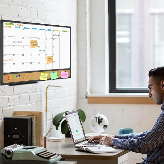 JILoffice Magnetic Dry Erase Calendar Whiteboard, 24 x 18 Monthly Board