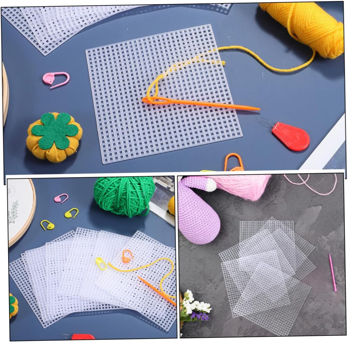 SEWACC 10Pcs Plastic Mesh Canvas Sheets for DIY Crafts for Embroidery Knit Crochet Projects Lightweight and Easy to Clean for Creative Designs and Needlework