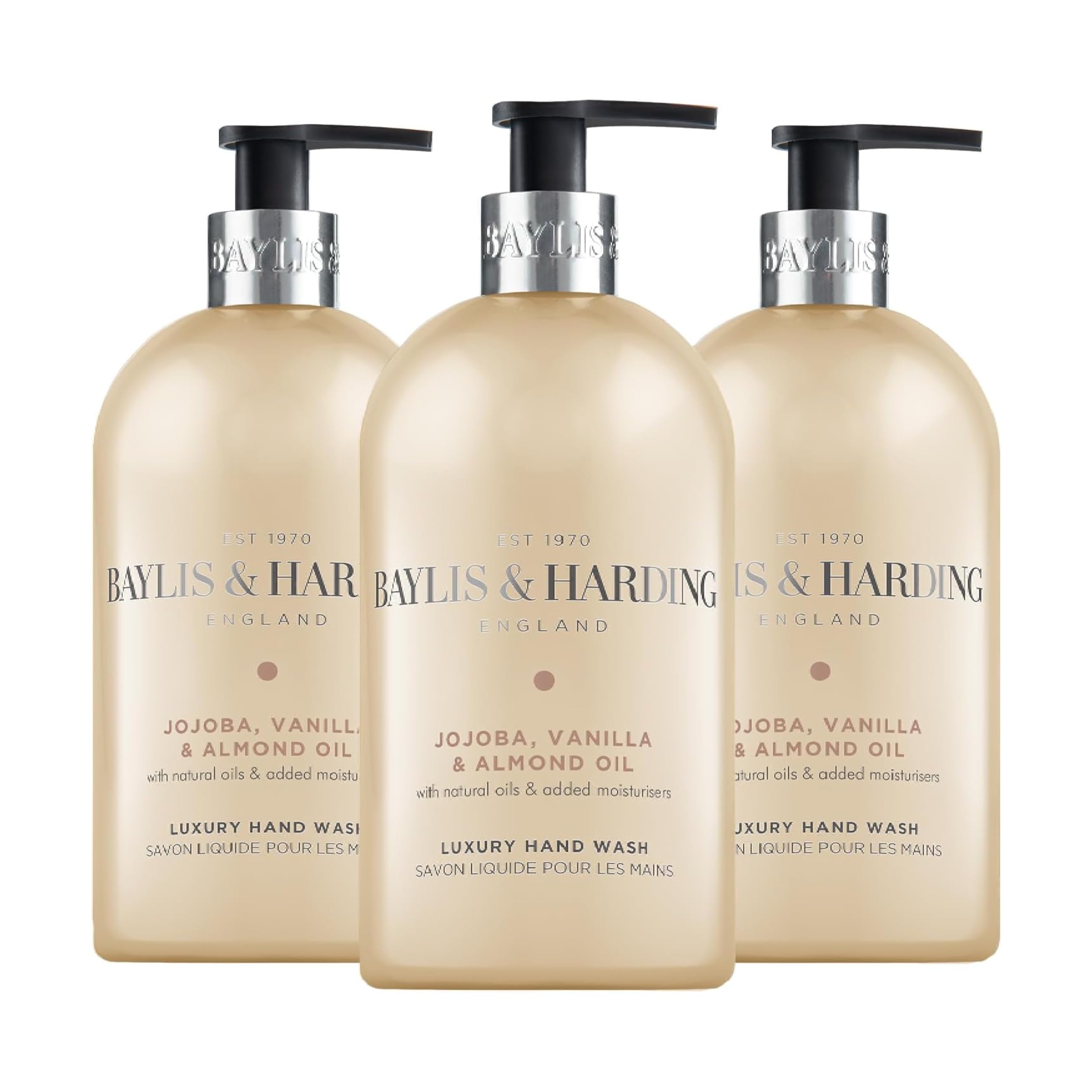 Baylis y Harding Jojoba Seda//Aceite de Almendras, lavar a mano, 500 ml, pack de 3