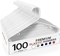 Vista 11 de HOUSE DAY Paquete de 10 perchas de plástico color negro, perchas de plástico con ganchos integrados, percha duradera y fuerte para armario, ahorro