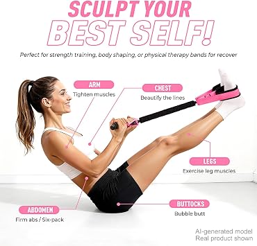 Pedal Resistance Band with Handle, Upgraded Durable Thickened Latex Tubes and Soft Foam Fabric Foot Pedal, Sit Up Exercise Equipment for Abdomen, Waist, Arm, Core/ABS, Leg, Physical Therapy