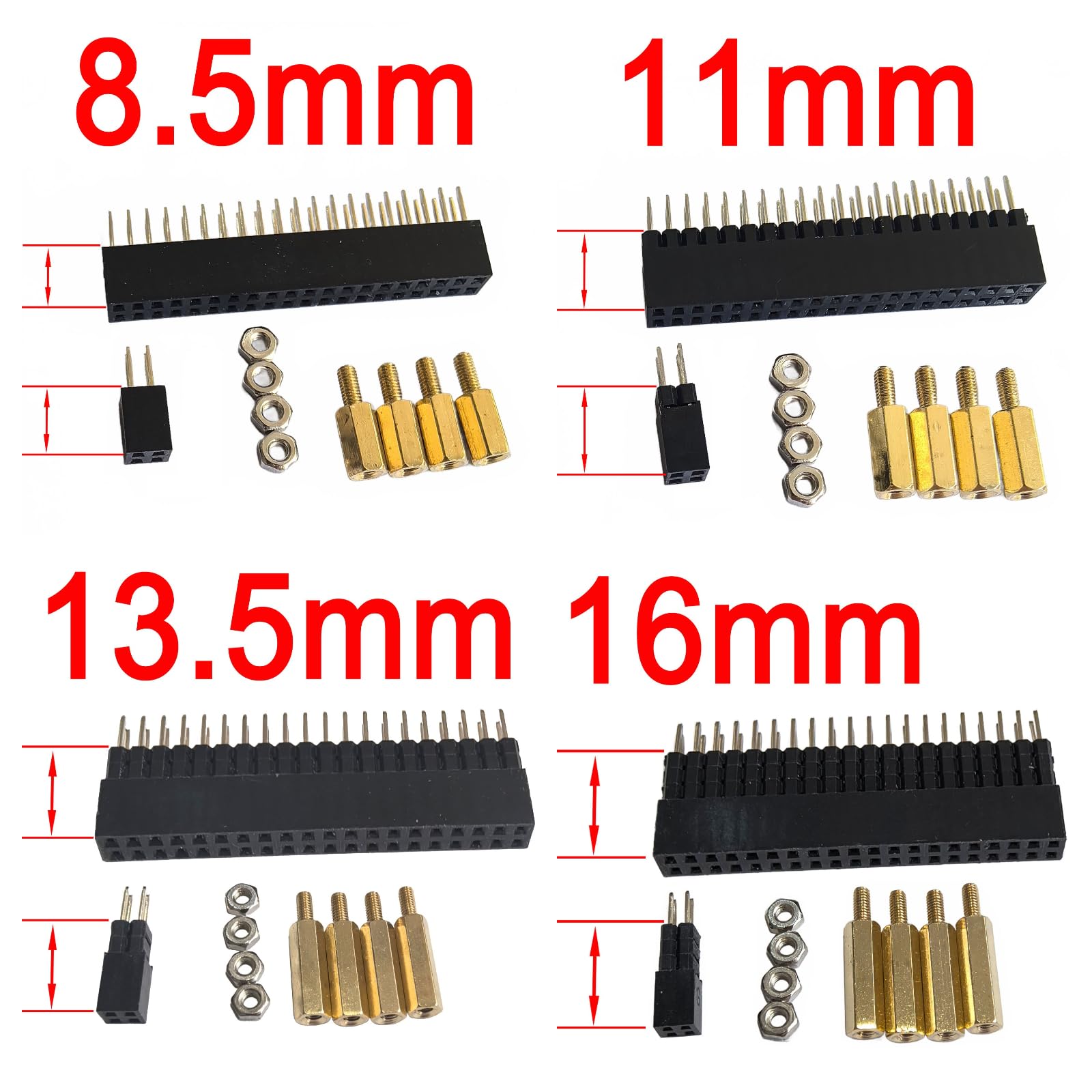 8,5 mm + 11 mm + 13,5 mm + 16 mm GPIO i PoE Pin Header wzmacniacz wysokości przedłużacz do Raspberry Pi 5 4B 3B+ 3B