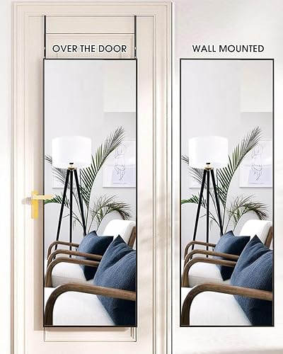 Miniatura 5 de AyeWish Espejo de puerta, espejo de longitud completa sobre la puerta, espejo colgante de 14 x 48 pulgadas, espejo arqueado grande, para