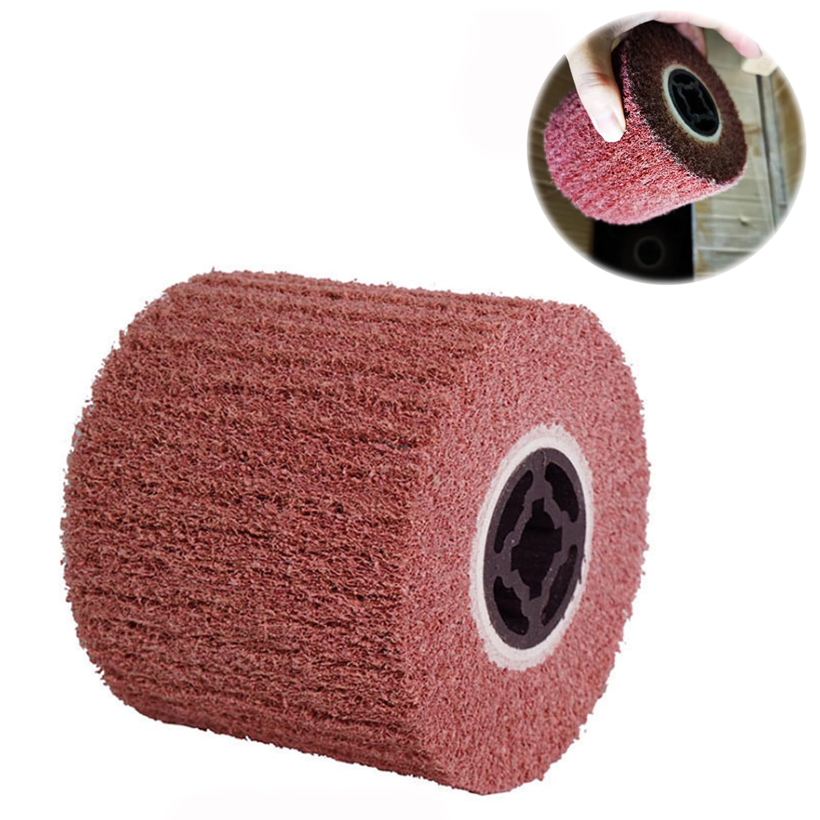 Docache Grinding Roller Brush – Efficient Nylon Brush for Satin Finishing, Made with Brown Corundum & Synthetic Fibre, 120 x 100 mm (Standard Version, Nylon, 60 grit)