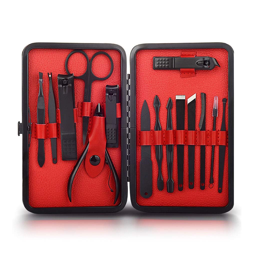 Juego de manicura, Juego de uñas, Manicura Herramienta de manicura de uñas Juego de Herramientas de pedicura Caja de Moda portátil de Viaje (Rojo) Kit de manicura (Color : A)