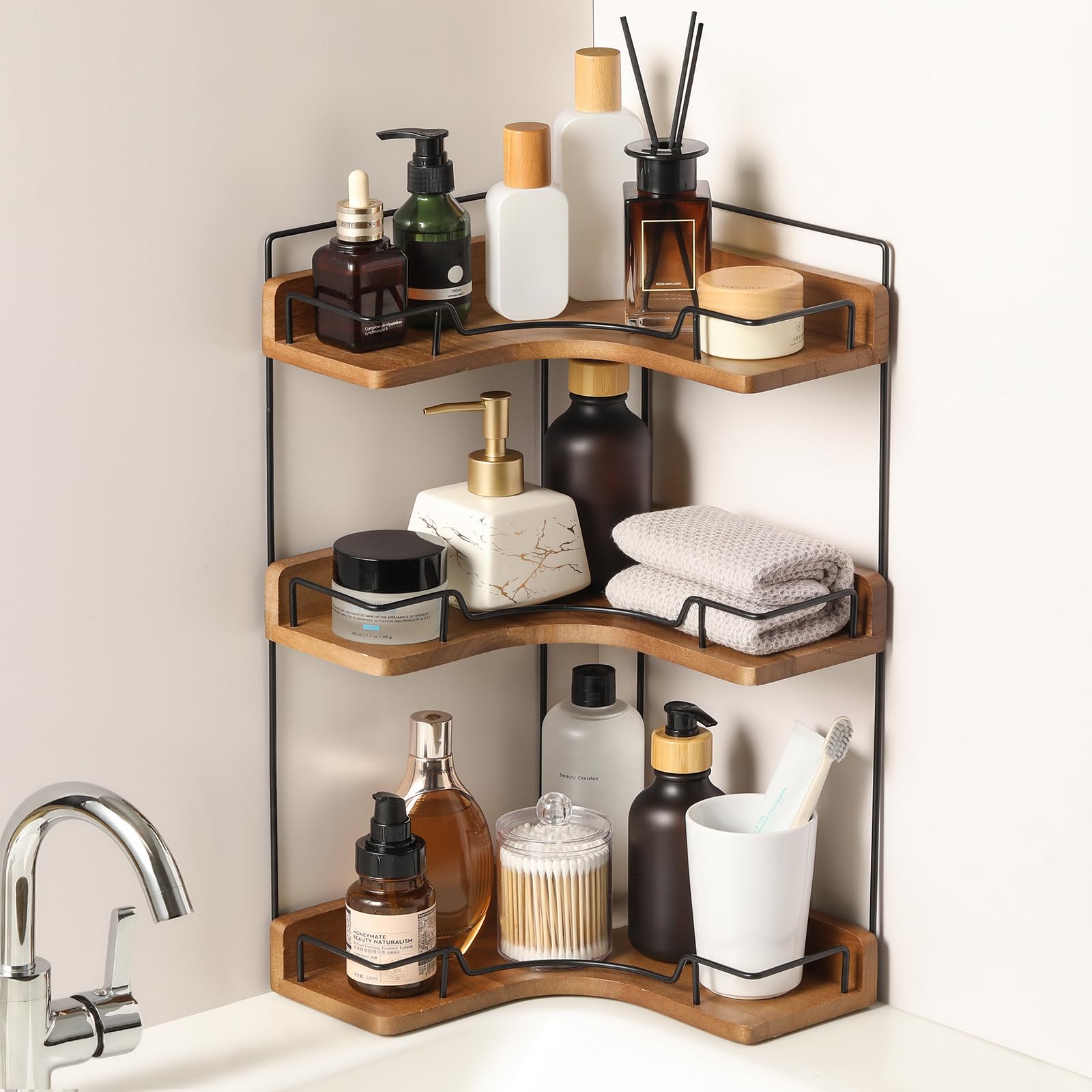 Amazon.com: Snuvid 3-Tier Bathroom Counter Organizer, Wooden