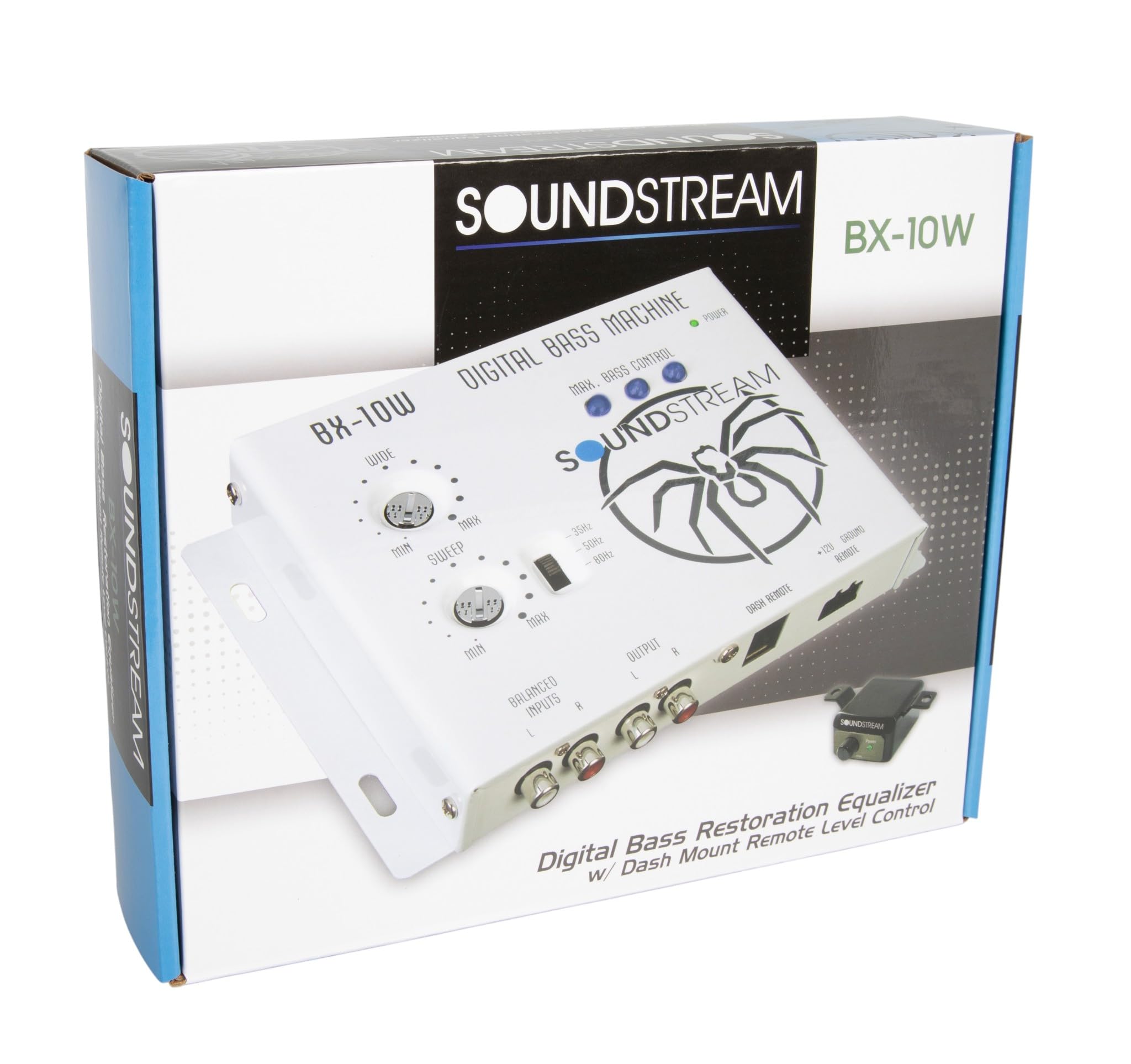 Soundstream Bx-10 W processeur de Reconstruction de Basses numérique avec télécommande (Blanc)