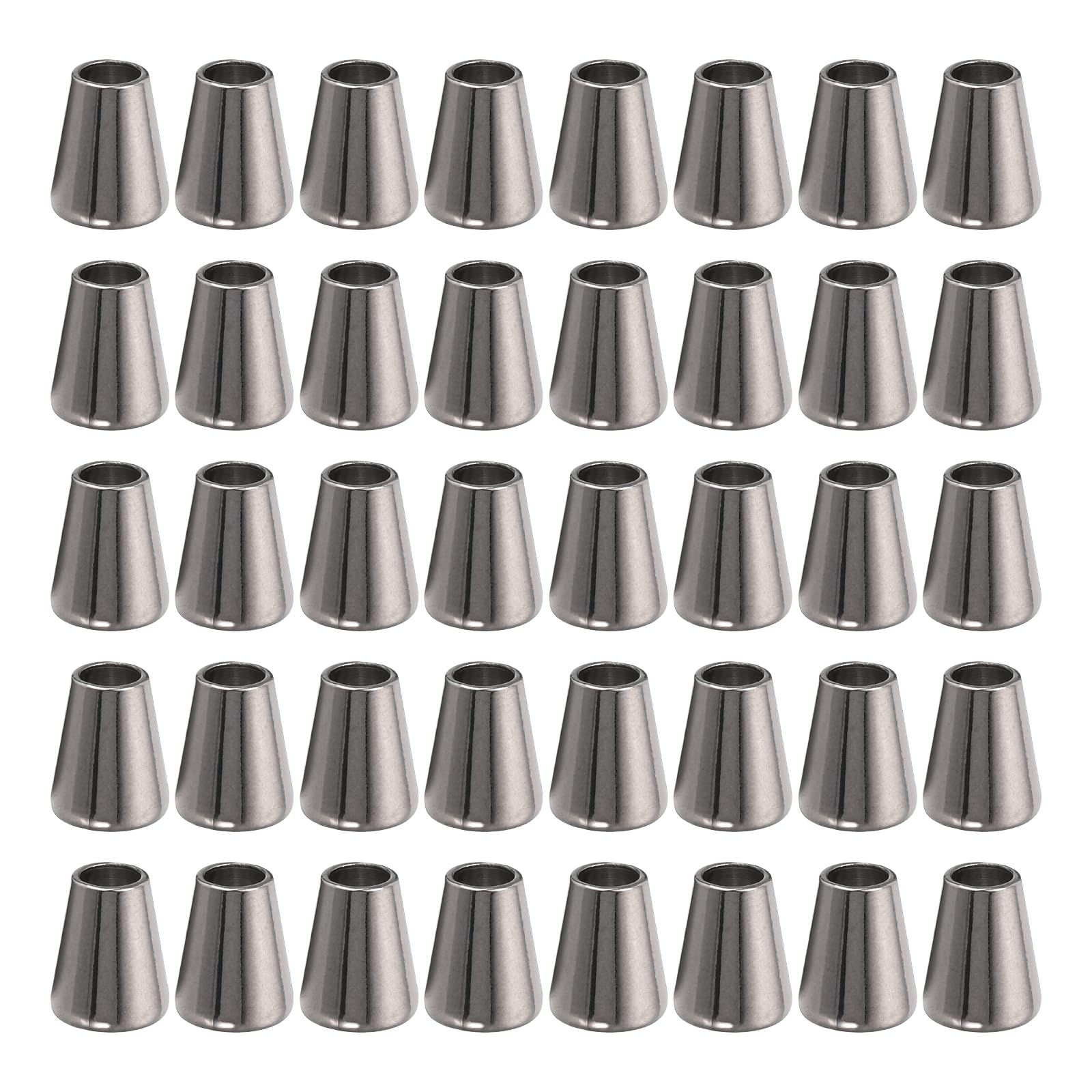 sourcing map 50Pcs Alloy Bell End Stoppers, 12.5mm x 10mm Cord Ends Lock Toggle Cap End Stopper Rope Fasteners for Clothes Backpack Drawstring, Grey