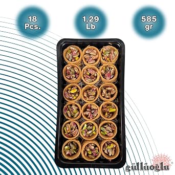 Gulluoglu Pistachio Bird's Nests Baklava (Osh El Bulbul), 18 pieces 1.29lb - 585gr (Pistachio) Gulluoglu Traditional Turkish Premium Baklava From Istanbul/Turkey