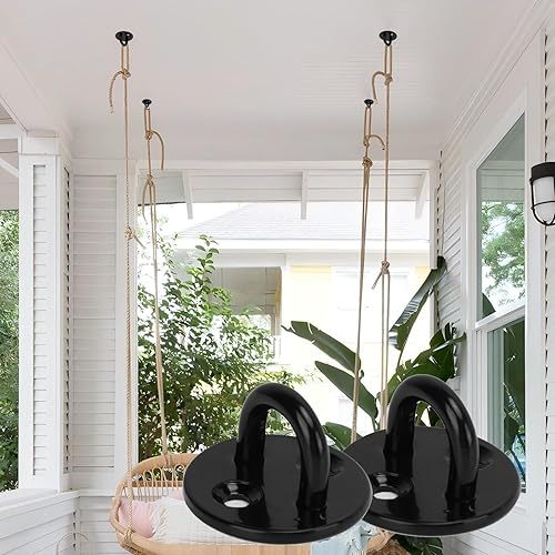 Miniatura 3 de 5 ganchos de acero inoxidable 304 para placa de ojo, placa fija redonda de alta resistencia, ganchos de anillo de montaje en pared negros gruesos,