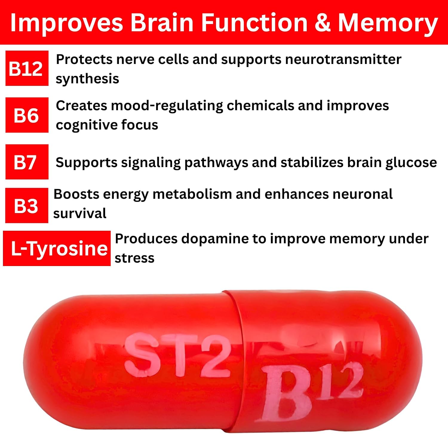 Stacker B12 Extreme Energy Capsule 10,000 RDA Vitamin B Complex B12 B6 B3 B7 Vegan Cyanocobalamin, 10,000% DRV B6 Pyridoxine - 40mg B7 Biotin B3 Niacinamide 20mg (24 Pack - 96 Capsules, Capsule Count)