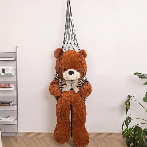 Miniatura 7 de Nueva red de animales de peluche o hamaca de macramé, exhibición de juguetes de peluche, solo un gancho. Conveniente para esquinas, paredes y red