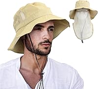 Vista 22 de Tirrinia Sombrero de sol con solapa para el cuello con ala ancha, UPF 50+ para senderismo, safari, pesca, para hombres y mujeres, ideal