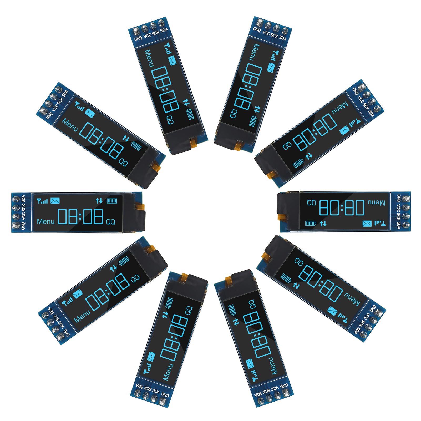 Cpolebev I2C OLED Display – 5 Stück, 0,91 Zoll, 128x32 Pixel, DC 3,3-5V, Weiß, Für Arduino, ESP8266, ESP32, STM32