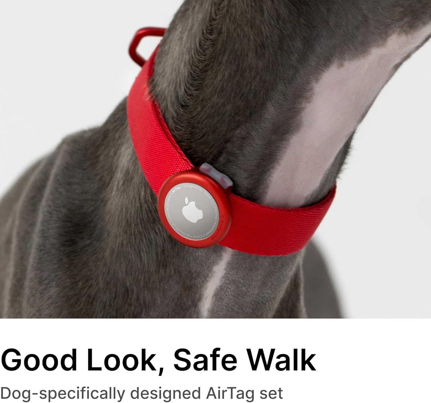 Dog Airtag Collar Adjustable Soft Nylon Lightweight Dog Collar Quick Release with Alloy Buckle, Airtag Holder Case Airtag Collar for Small Medium Dogs (Linen, S)