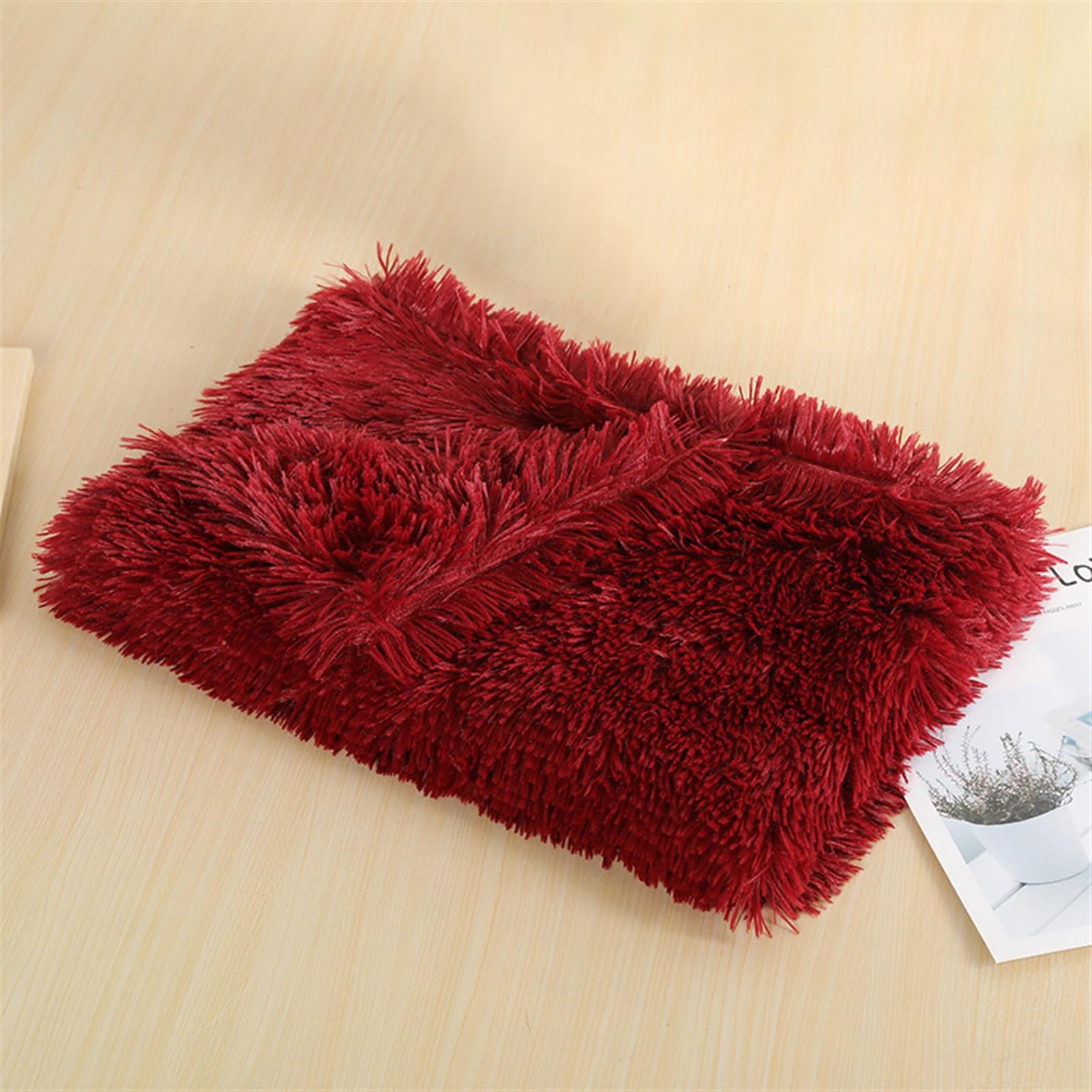 Wokuaile Puppy Blanket Pet Soft Fleece Dog Blankets Fluffy Warm Cat Kitten Throw Plush Washable Reversible for Large Medium Small Dog Wine Red, 54 x 78 cm