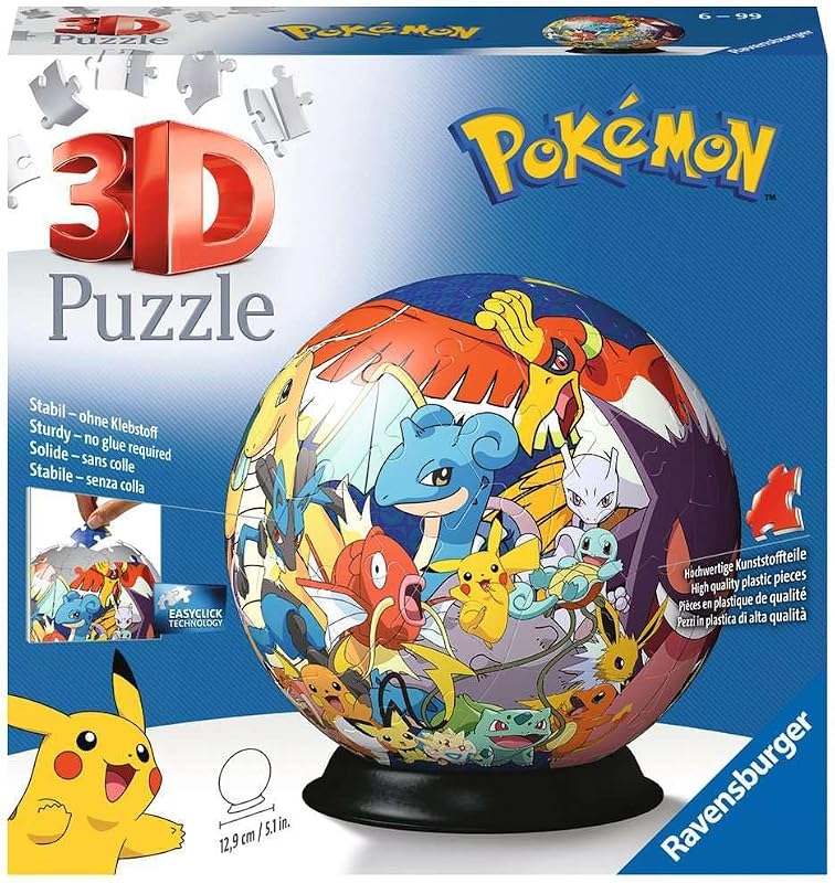 Ravensburger Pokemon 3D Jigsaw Puzzle Ball for Kids Age 6 Years Up - 72 Pieces - No Glue Required - Gifts for Boys and Girls