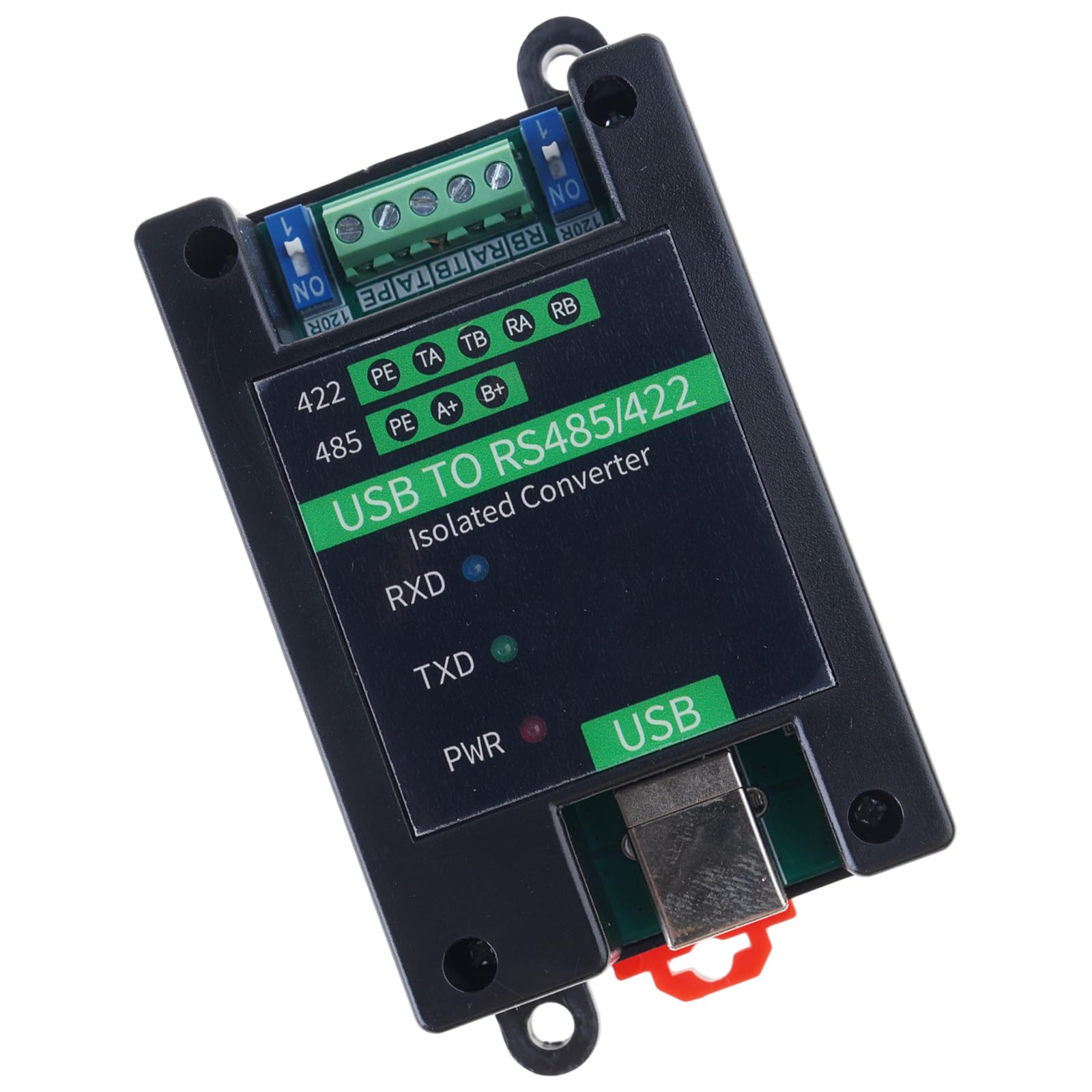 Przemysłowe adaptery USB na RS485 z transmisją na duże odległości 1200 m, ochrona IP30, do sterowania automatyką, zastosowanie przemysłowy adapter komunikacyjny