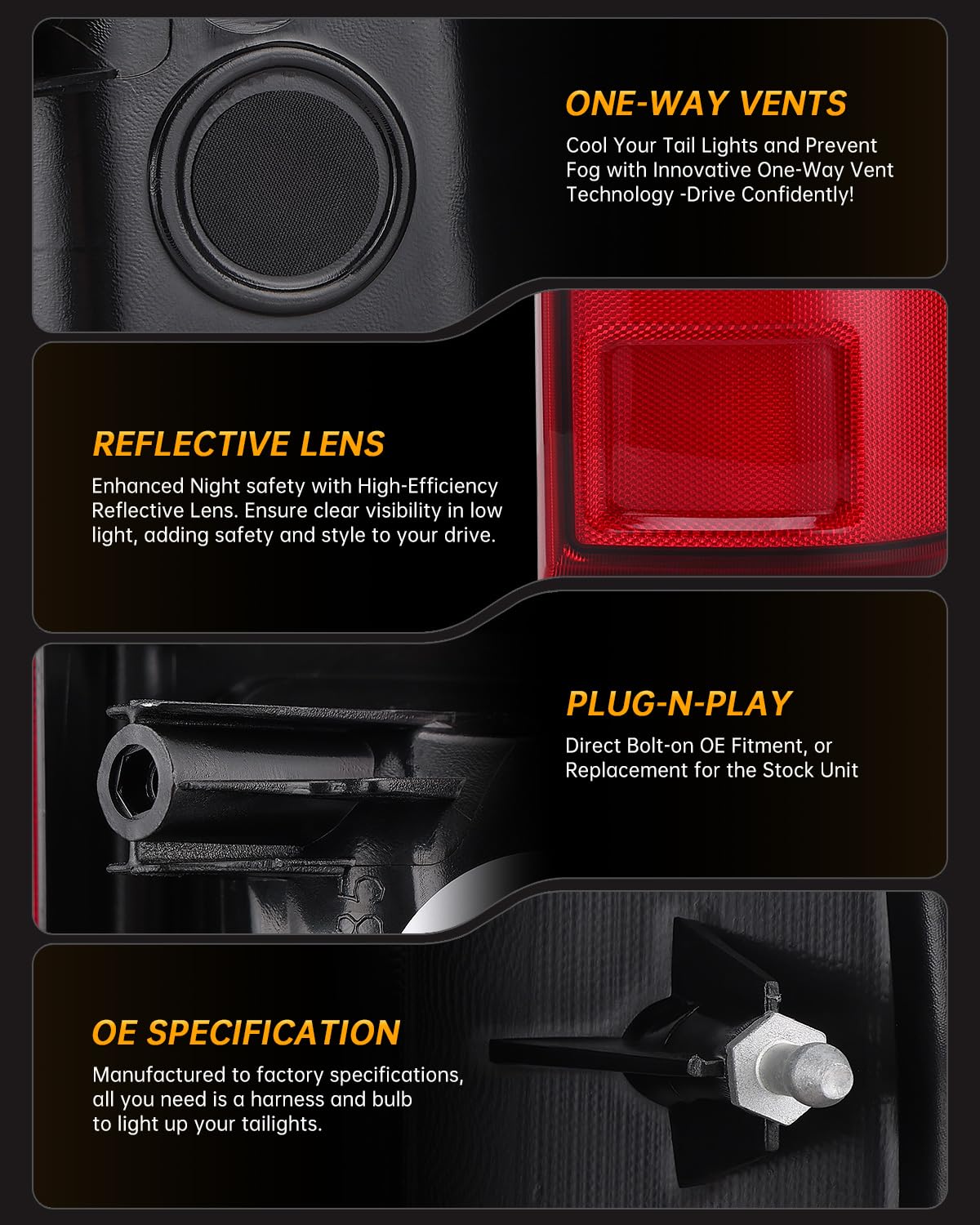 OKLPF Rear Brake Tail Light Compatible With 2008-2016 Ford F250 F350 F-250 F-350 F450 F550 Super Duty Replace — view 5