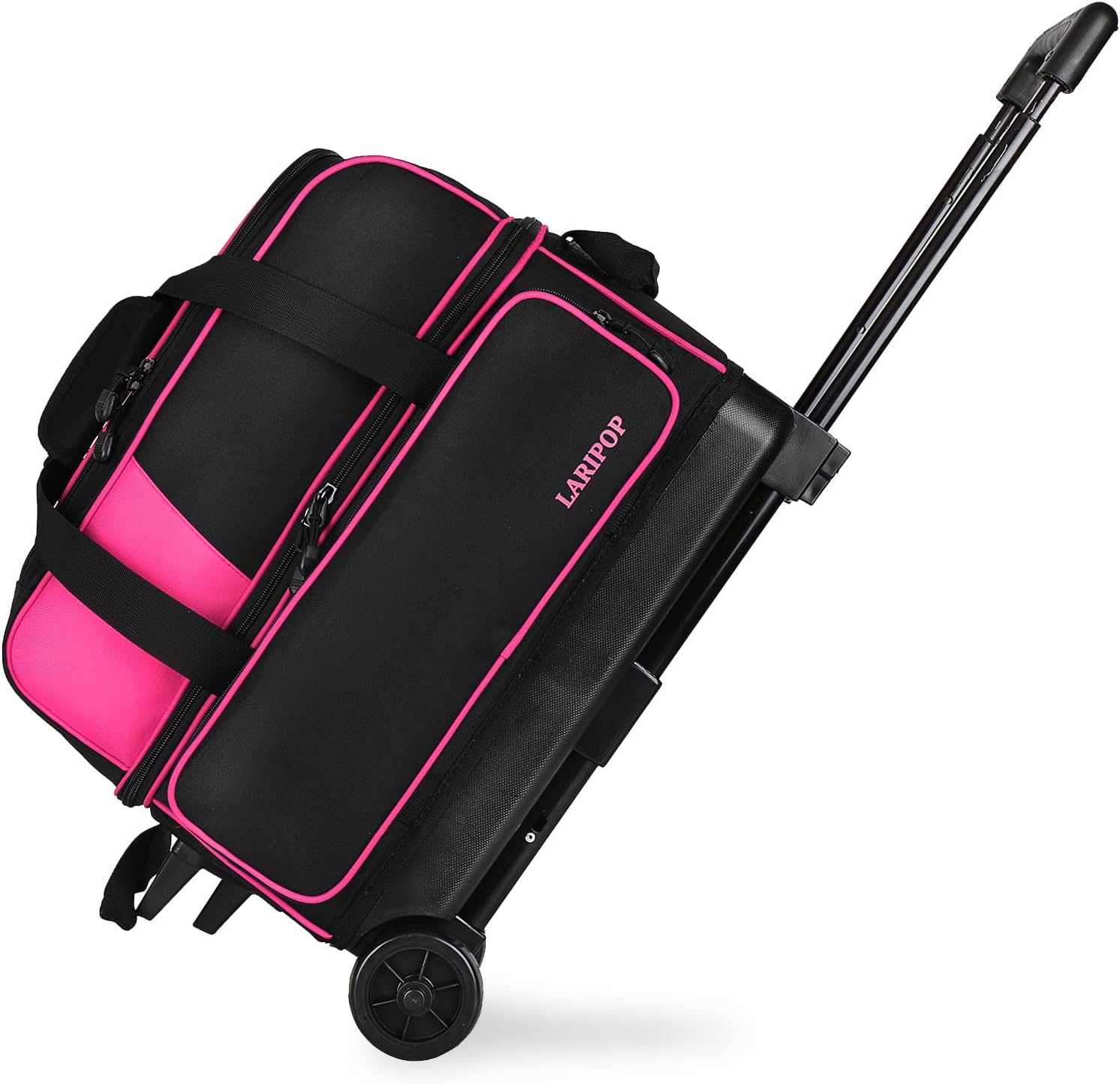 LARIPOP 2 Ball Bowling Roller Bag, Wheeled Bag with Shoe Compartment, Telescopic Handle & Padded Protection for Men Women