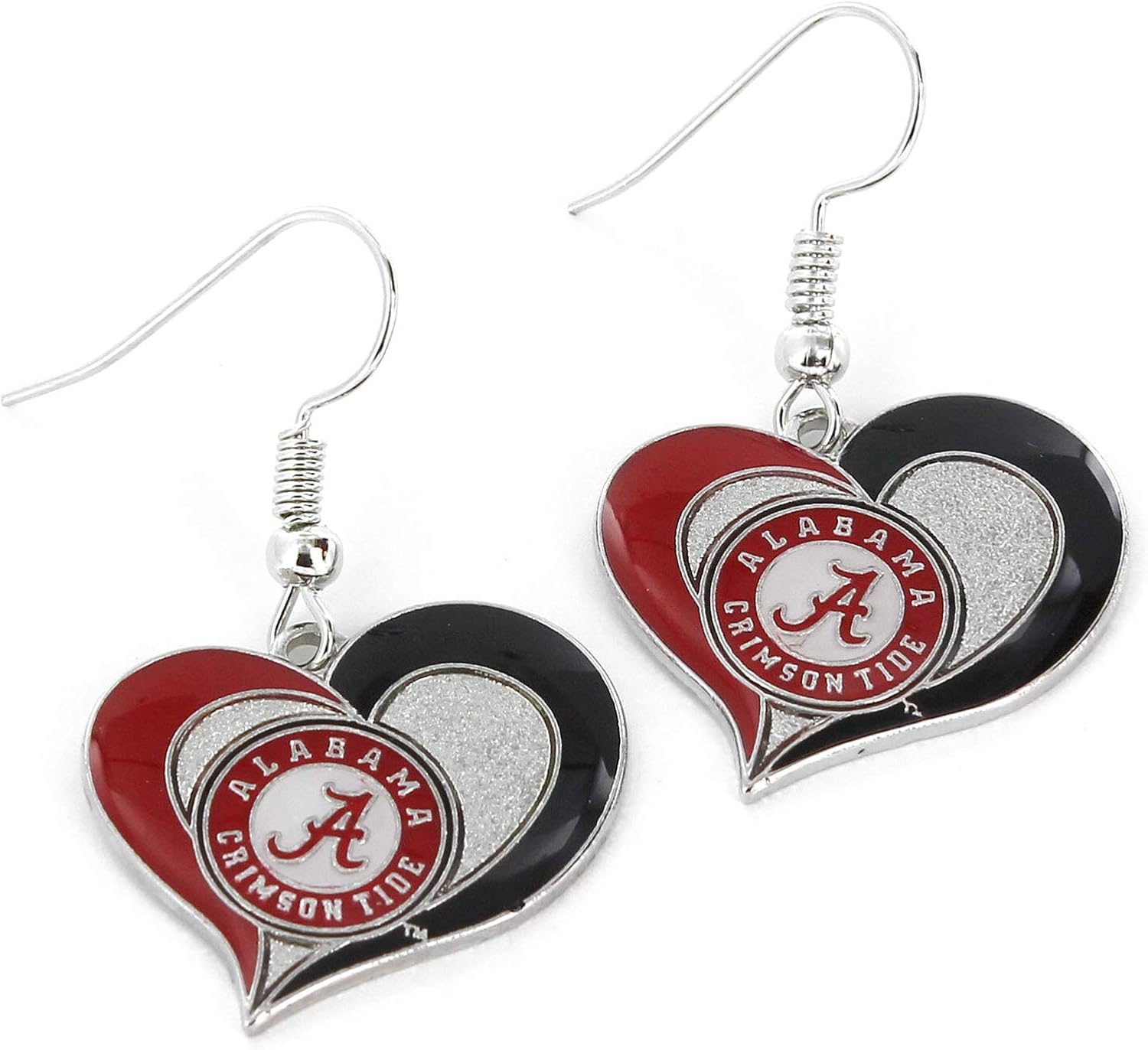 aminco NCAA womens Swirl Heart Earrings : Sports & Outdoors