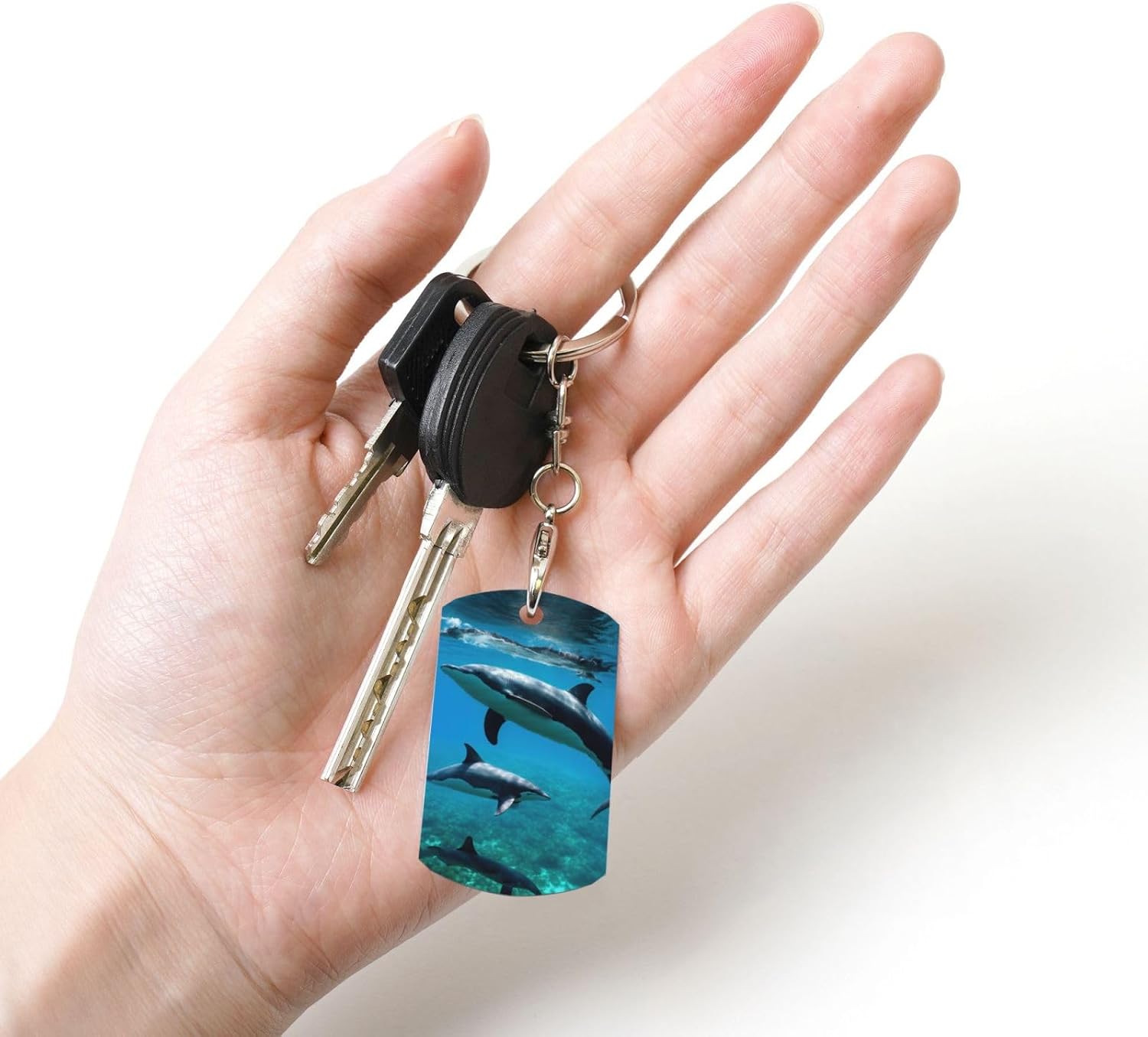 Funny Animal Dolphin Print Rectangular Metal Keychain For Men Women Stylish Key Fob Gift Birthday Anniversary image 5