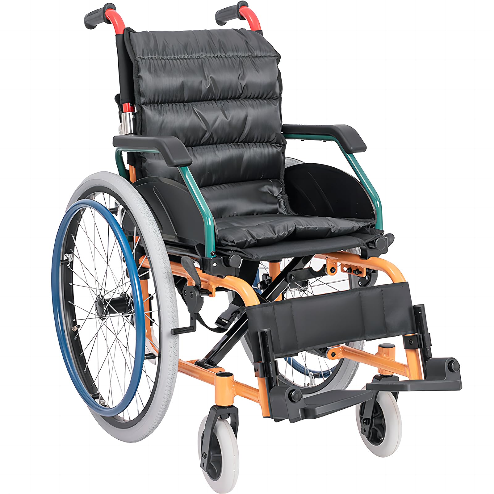 Silla de ruedas pediátrica ultraligera para niños, asiento extra estrecho para niños con parálisis cerebral, silla de ruedas manual plegable con cinturón de seguridad, soporte de pie abatible y mesa