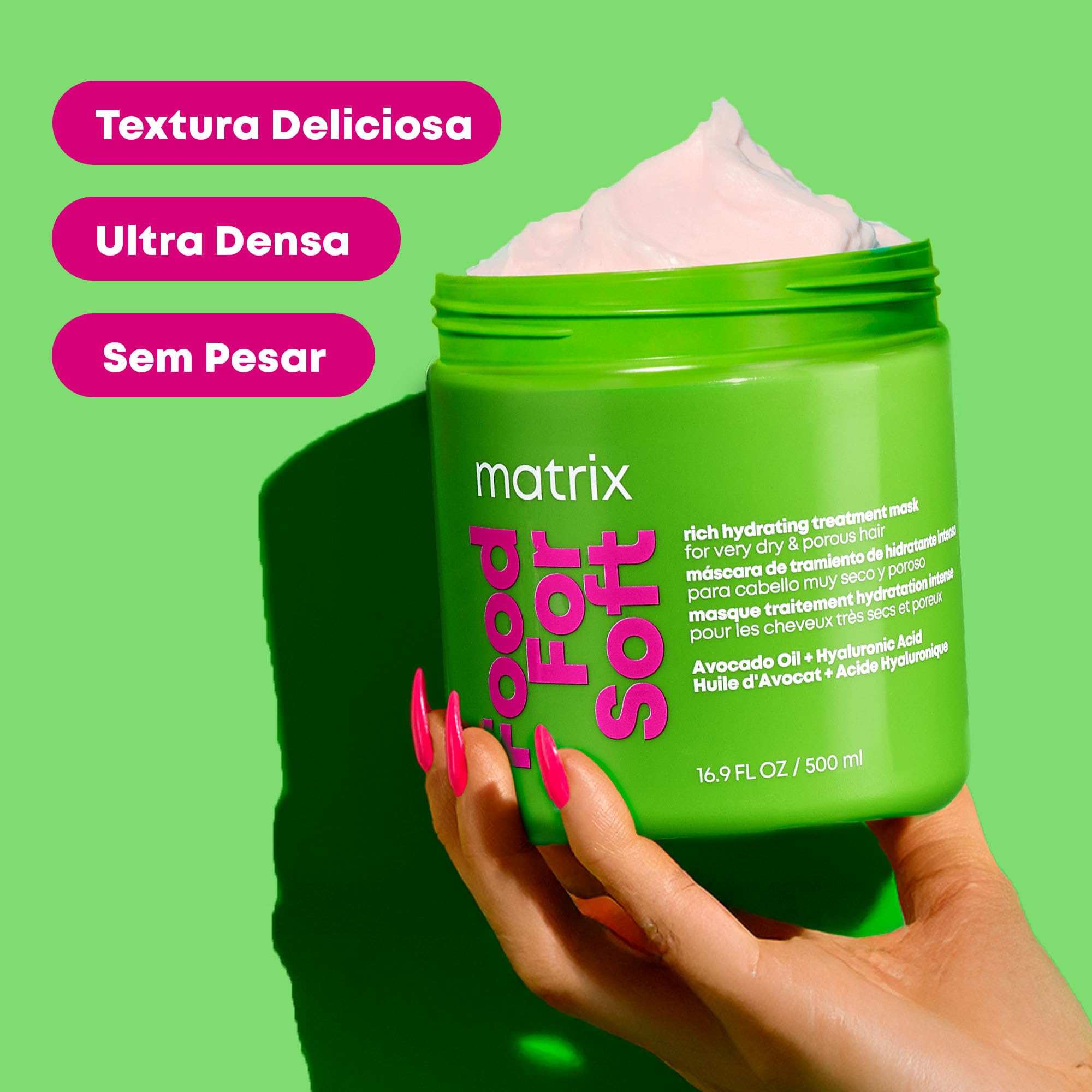 Matrix, Masque Hydratant, Cheveux Secs à Très Secs, Enrichi en Acide Hyaluronique et Huile d'Avocat, Food For Soft