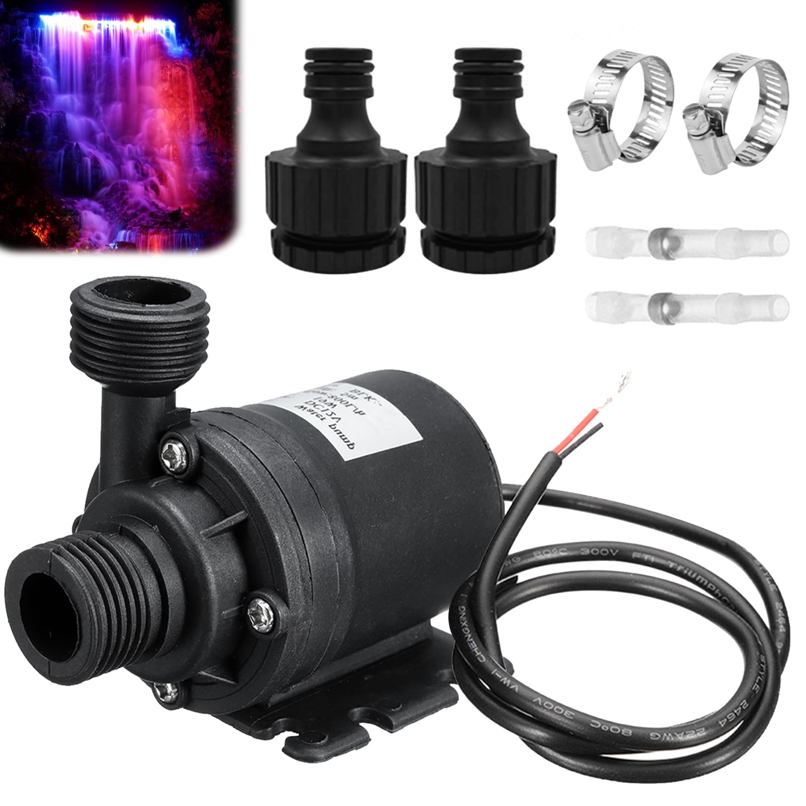 Pompa per acqua Leikurvo, DC 12 V, 800 l/h, 5 m, senza spazzole, mini pompa sommersa in ceramica, per fontane, acquari, stagni, fontane idroponiche, moderna e compatta, nera