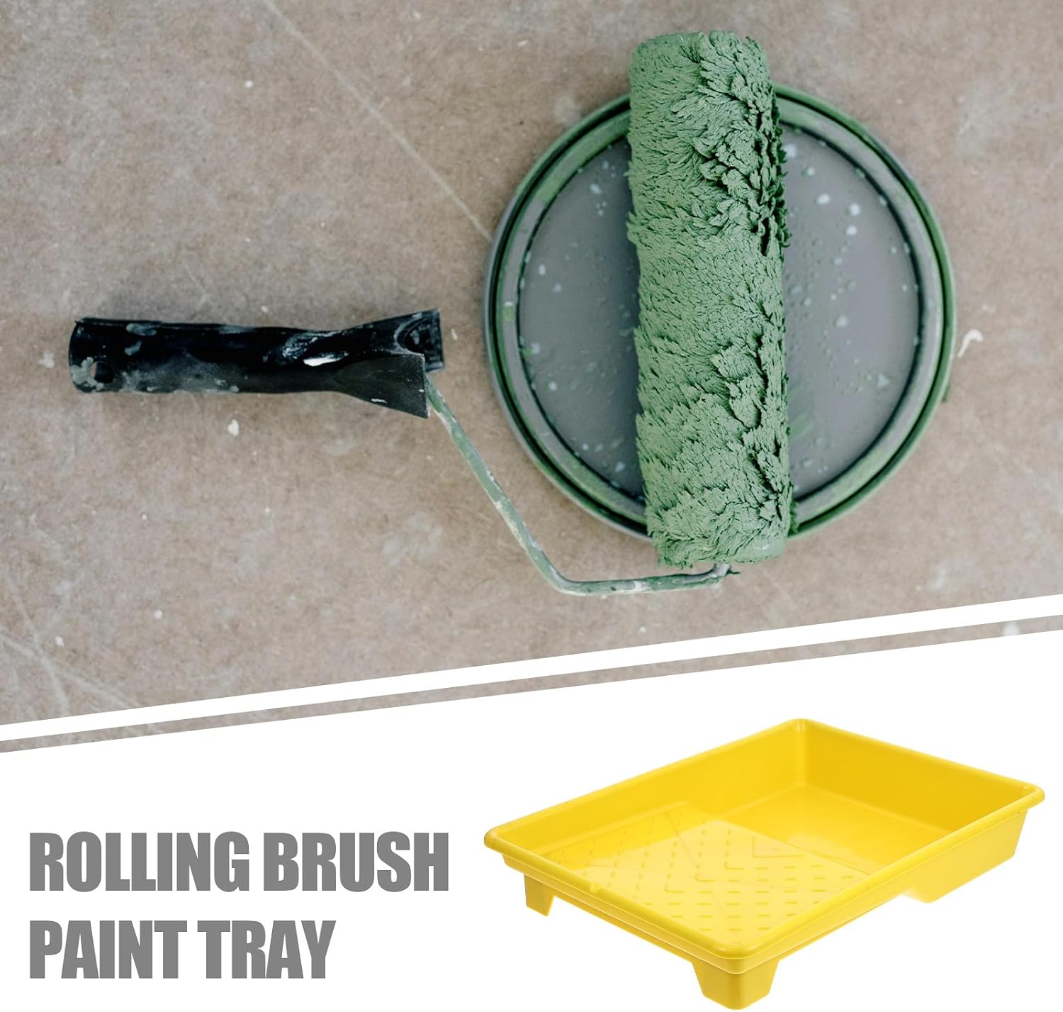 Paint Roller Tray Plastic Painting Tray 9-inch Yellow Plastic Pan for Home Interior Wall Painting Supplies