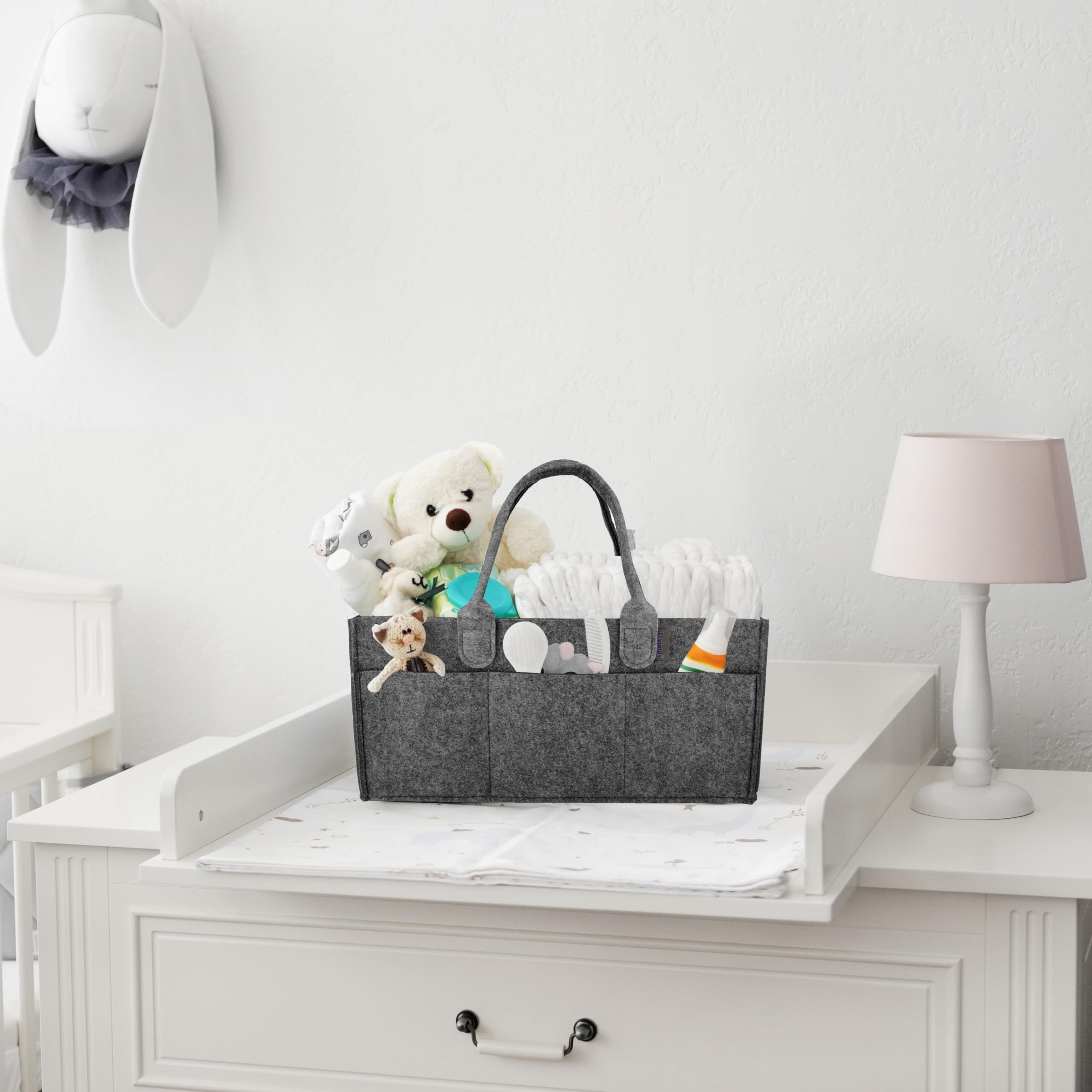 IDEA HOME Filcowy organizer do torebki, torebka, torba filcowa z przegródkami, uniwersalny organizer na pieluchy dla niemowląt, szary