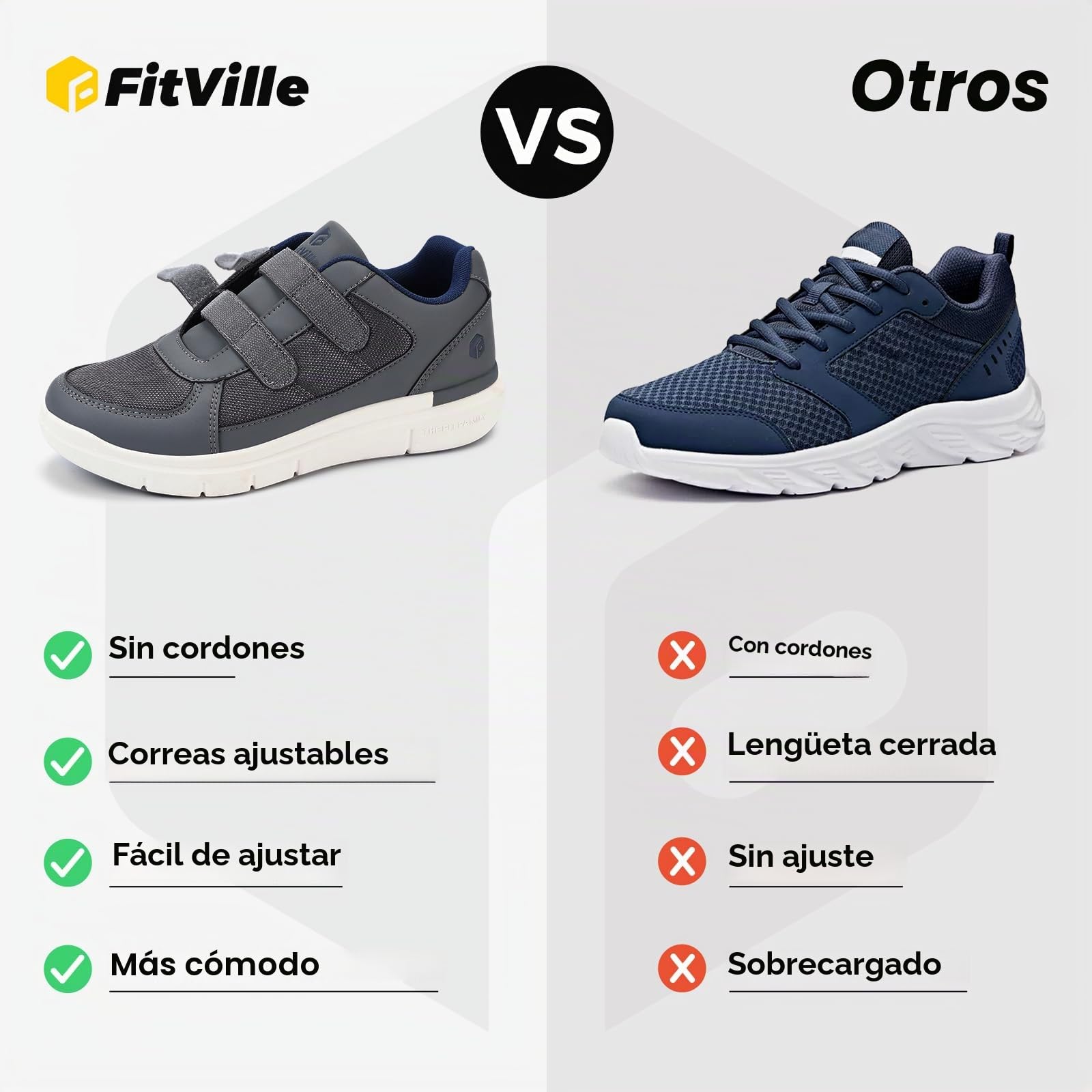 FitVille Zapatos para Hombre Zapatos Anchos Especiales para Pies Sensibles Cómodas Zapatillas Ajustables