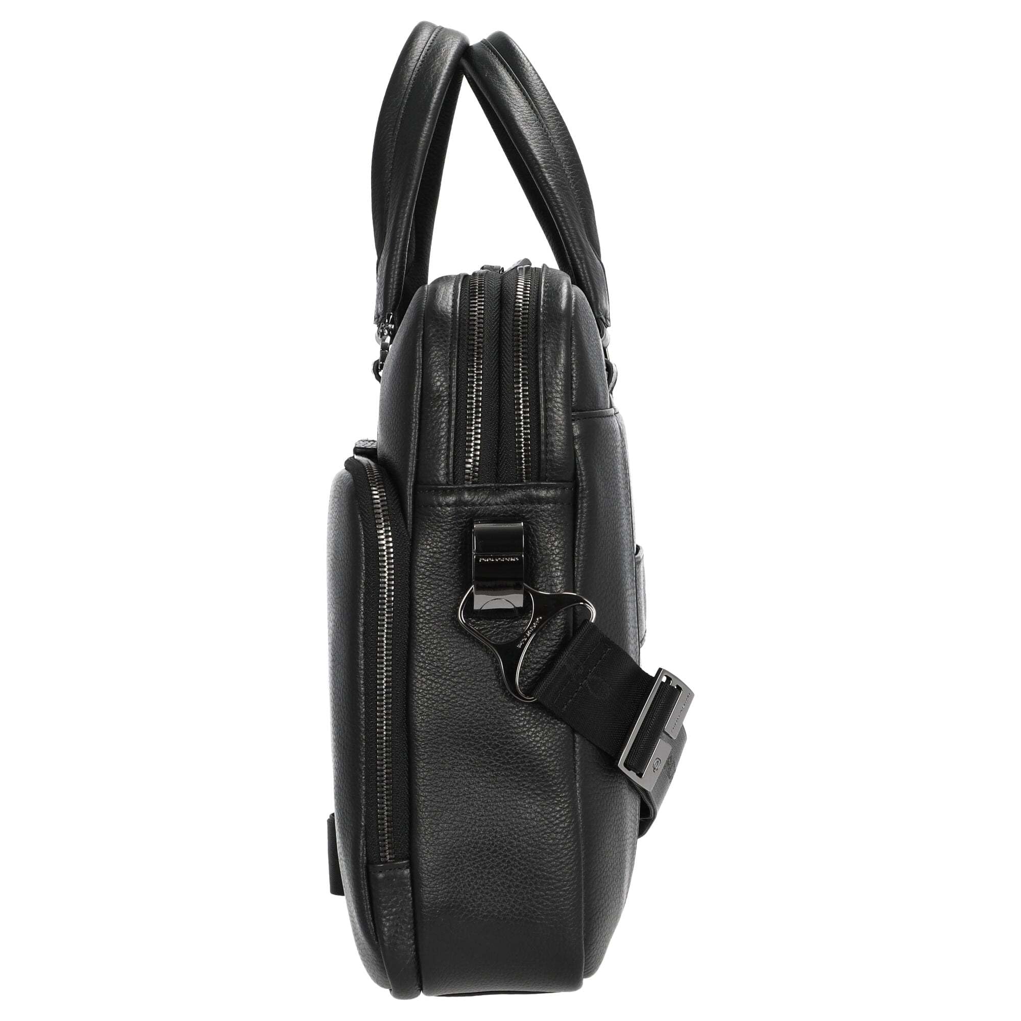 PIQUADRO Cartella in Pelle e Tessuto, Aktentasche aus Leder und Stoff,