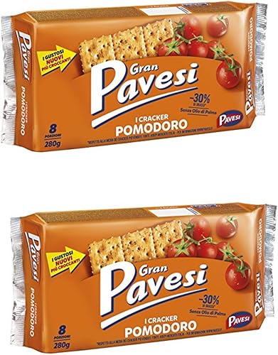 Gran Pavesi " I Craker Pomodoro " Tomato Taste - 9.88 oz , paquete de 2