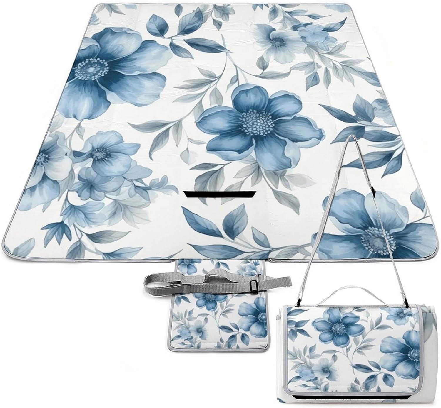 Outdoor Picnic Blanket Extra Large Beach Blanket Waterproof Picnic Mat Painting of Flowers Camping Blanket Portable with Carry Strap Park Blanket for Grass Camping Park